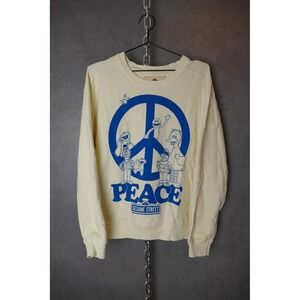 Sesame Street Peace Crewneck Sweatshirt Cartoon Character Ivory Size M $102 MSRP